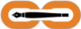 black pen in the middle of orange link icon